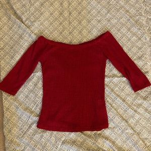 Off the shoulder red blouse